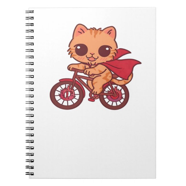 Cuaderno Gato de vampiros en bicicleta de Halloween - Cute  (Frente)