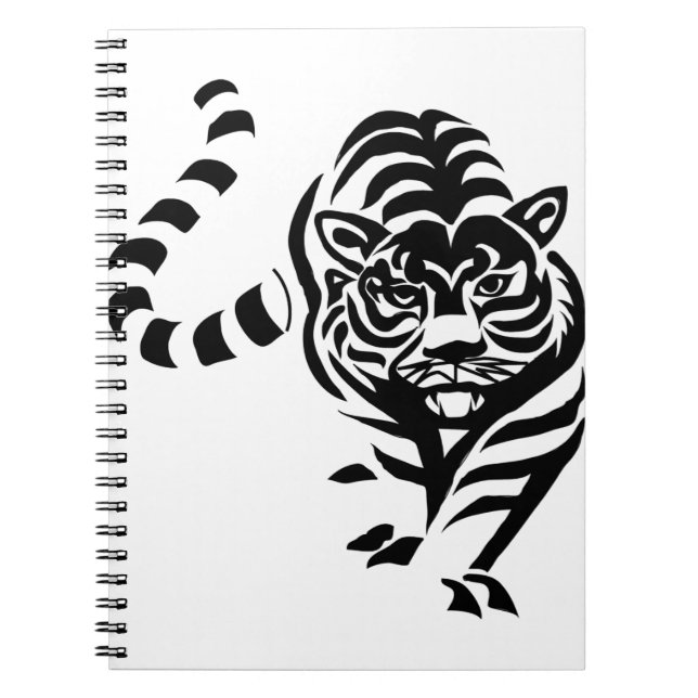 Cuaderno Gato del tigre Big Black White Stripes Prowl Walk (Frente)