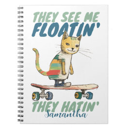 Cuaderno Gato divertido en monopatín, regalo para niños que