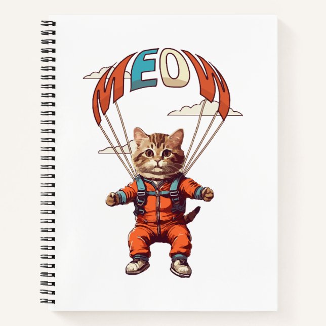 Cuaderno Gato divertido en paracaidismo (Anverso)