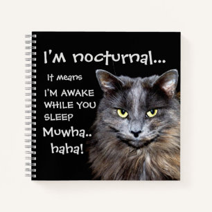 Cuaderno Gato Divertido es Risa Maligna Nocturna