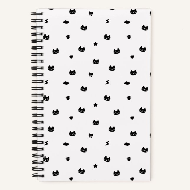 Cuaderno Gato Doodle Blanco (Anverso)