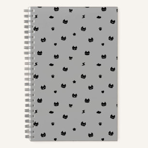 Cuaderno Gato Doodle Gris