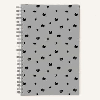 Cuaderno Gato Doodle Gris