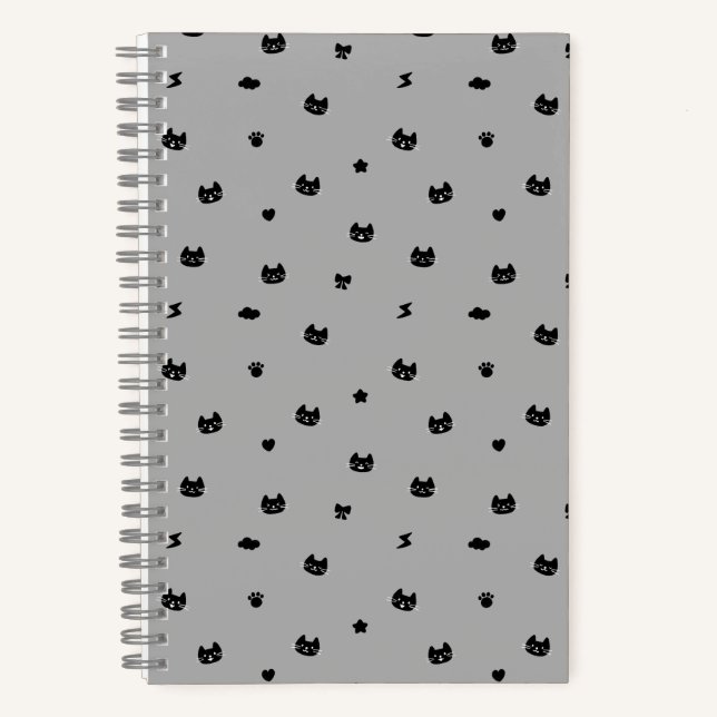 Cuaderno Gato Doodle Gris (Anverso)