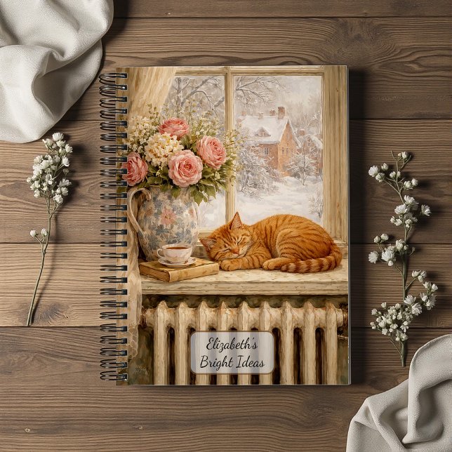 Cuaderno Gato Durmiendo Invierno Ventana (Subido por el creador)