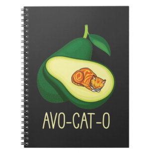 Cuaderno Gato durmiente aguacate aguacate lindo bollo anima
