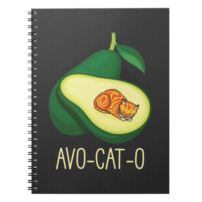 Cuaderno Gato durmiente aguacate aguacate lindo bollo anima (Frente)
