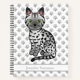 Cuaderno Gato Egipcio Mau Plateado de Dibujos Animados Lind