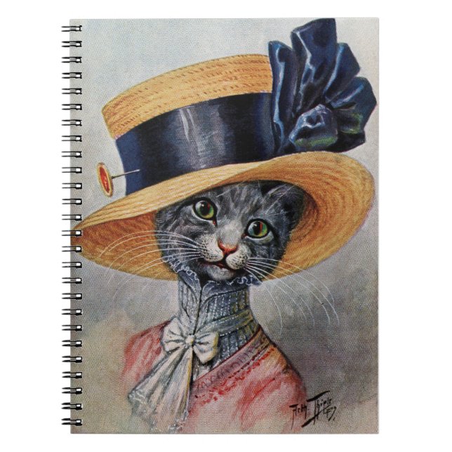 Cuaderno Gato elegante con bloc de notas en espiral Gorra (Frente)