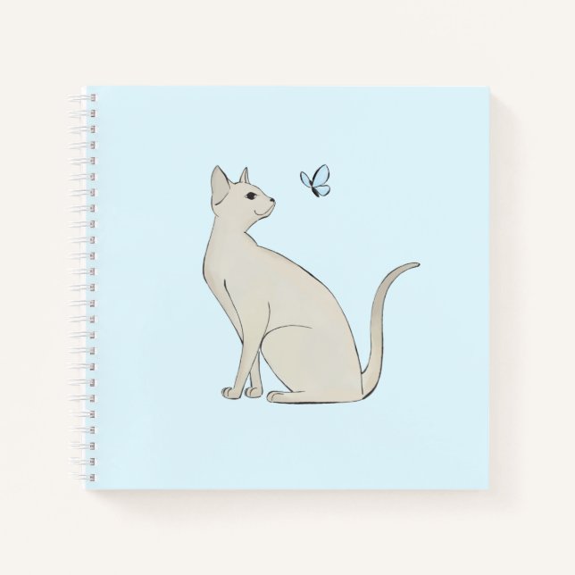 Cuaderno Gato elegante con mariposa (Anverso)