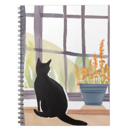 Cuaderno Gato en alféizar | Silueta Acuarela 
