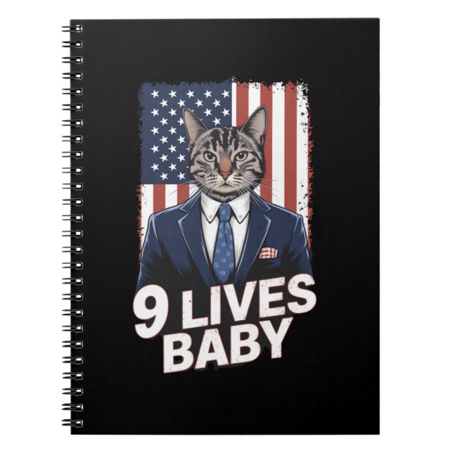 Cuaderno Gato en suite con la bandera estadounidense de Tru (Frente)