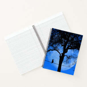 Cuaderno Gato en una luna azul con cable