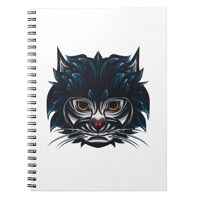 Cuaderno Gato enojado estilo tribal (Frente)
