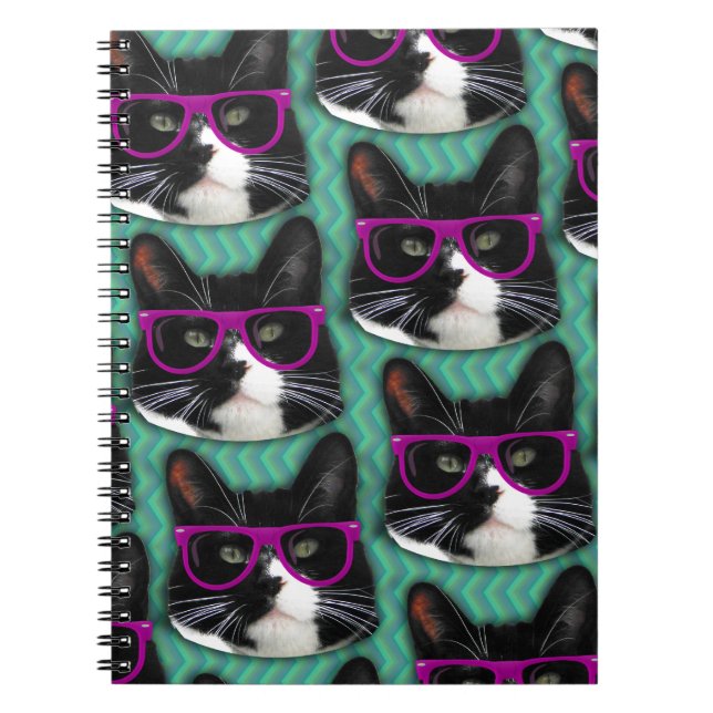 Cuaderno Gato épico con gafas, arte fotográfico (Frente)