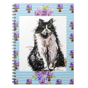 Cuaderno Gato esmoquin Gatos negros y blancos Chicas Floral