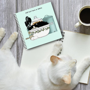 Cuaderno Gato Esmoquin Sassy Tazón Vintage Acuario Retro Co