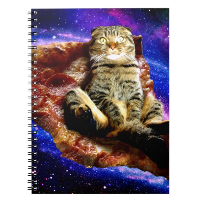 Cuaderno Gato espacial tirado en una pizza (Frente)