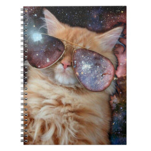Cuaderno Gato espacial usando gafas de sol