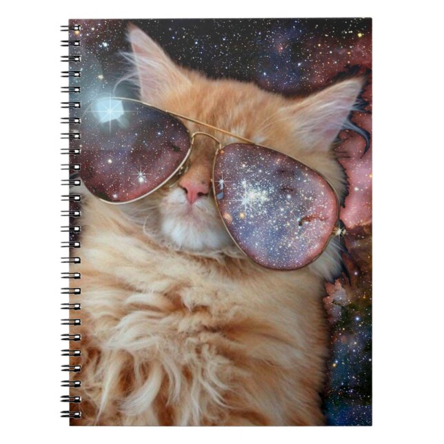 Cuaderno Gato espacial usando gafas de sol (Frente)