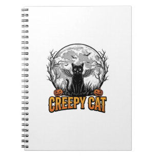 Cuaderno Gato espeluznante diseño de grabado vintage de Hal