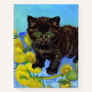 Cuaderno Gato estilo Van Gogh con girasoles