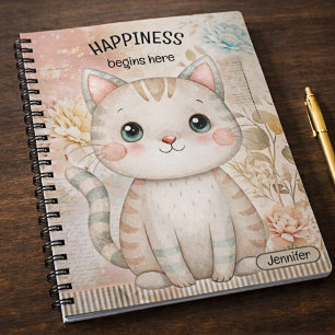 Cuaderno Gato Floral Caprichoso Personalizado