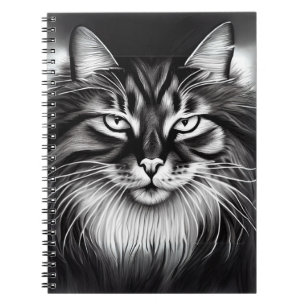 Cuaderno Gato forestal noruego en blanco y negro