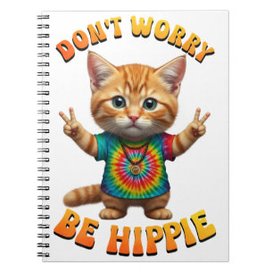 Cuaderno Gato gatito felino hippie bohemio feliz 