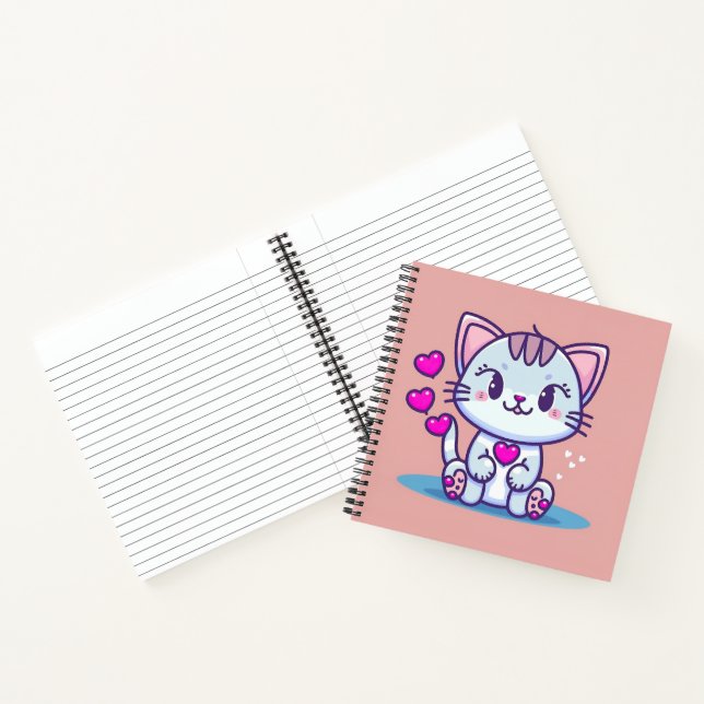 Cuaderno Gato gatito lindo con corazones inspirados por San (Interior)