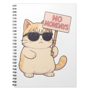Cuaderno Gato Genial Sin Lunes Estética Meme