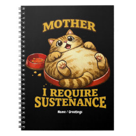 Cuaderno Gato Gordo Divertido "Requiero Sustento" Lindo