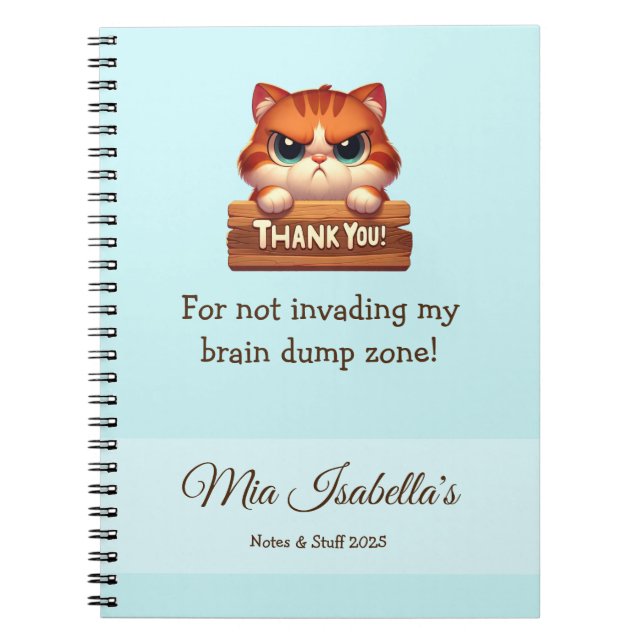 Cuaderno Gato gracioso - Personalizable de bloc de notas de (Frente)