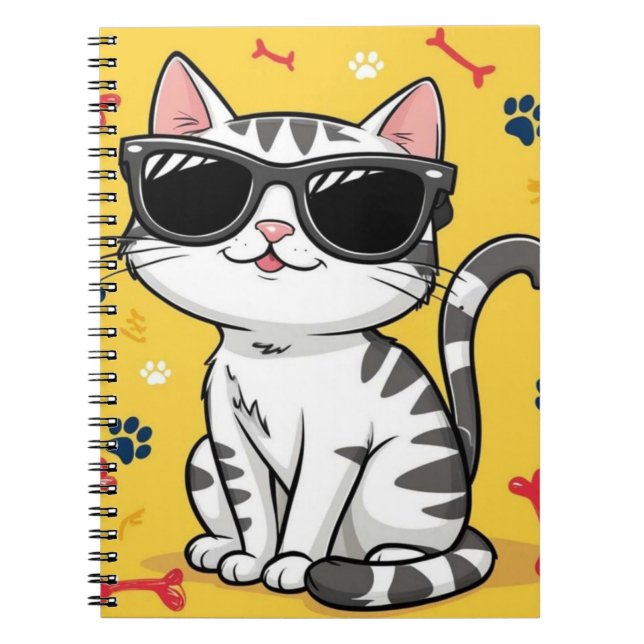 Cuaderno Gato gracioso Personalizado gato portátil vestido  (Frente)