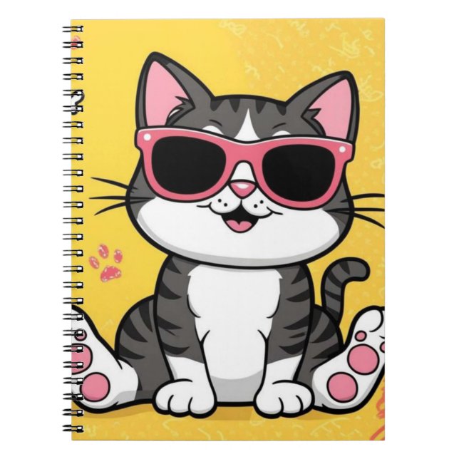 Cuaderno Gato gracioso Personalizado gato portátil vestido  (Frente)