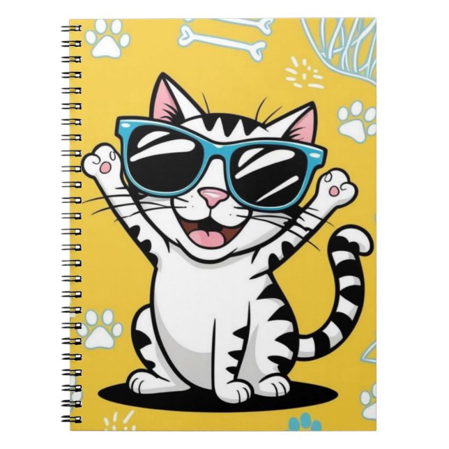 Cuaderno Gato gracioso Personalizado gato portátil vestido  (Frente)