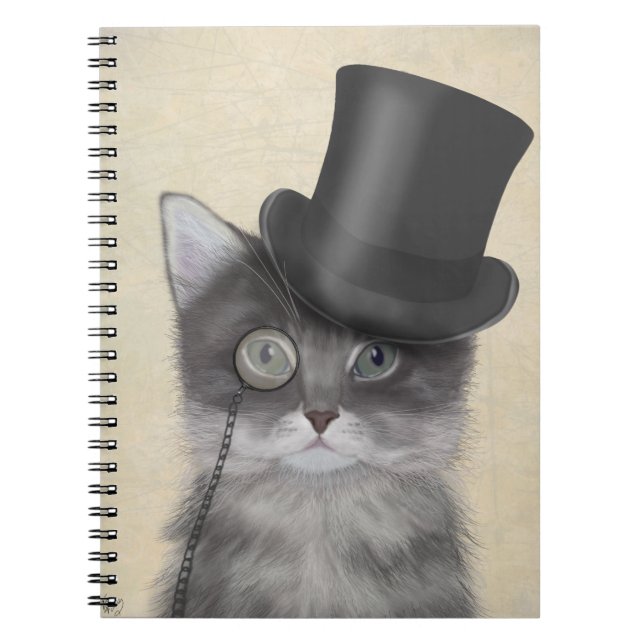Cuaderno Gato gris con sombrero superior (Frente)