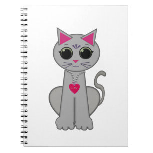 Cuaderno Gato Gris Feliz Divertido Lindo