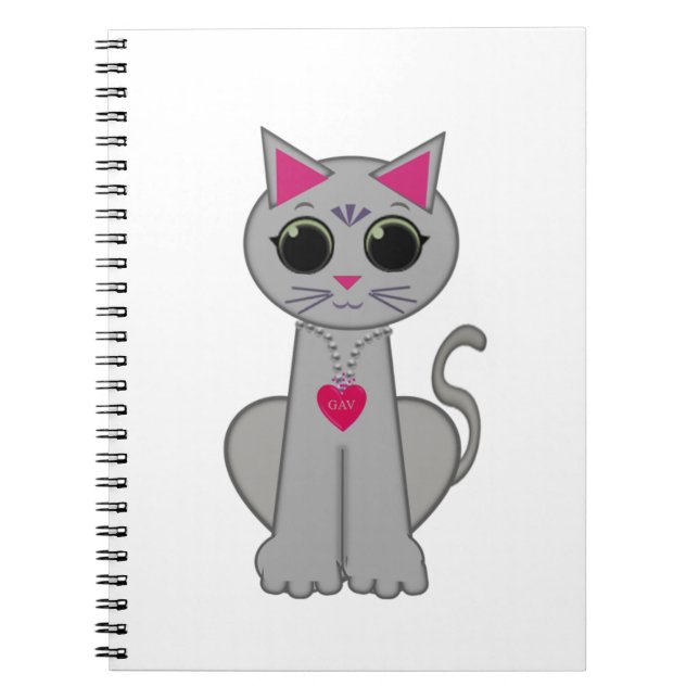 Cuaderno Gato Gris Feliz Divertido Lindo (Frente)