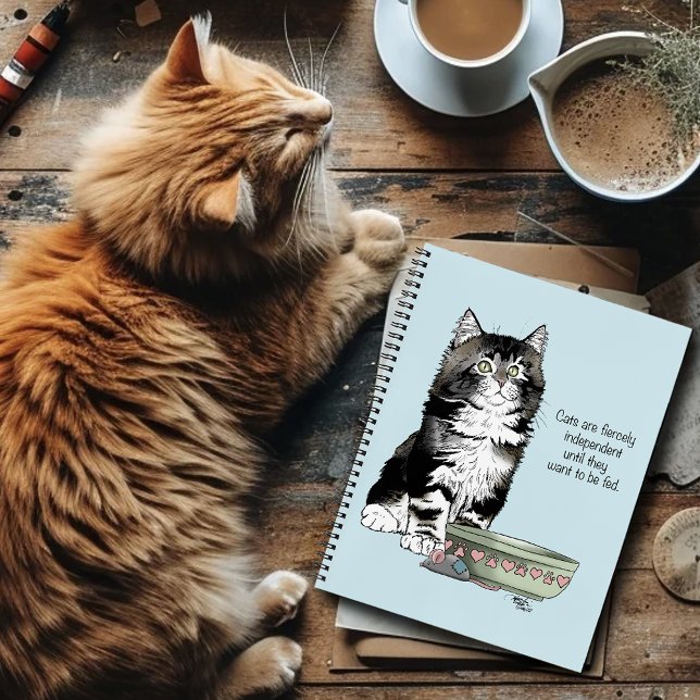 Cuaderno Gato Gris Tabby Independiente Azul Divertido y Lin (Subido por el creador)