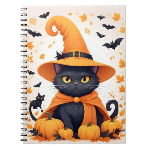 Cuaderno Gato Halloween Cute Adorable Gracioso Animal Magic
