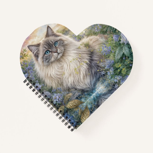 Cuaderno Gato Himalayo en Jardín  (Anverso)