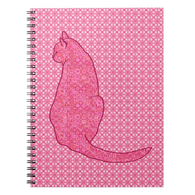 Cuaderno Gato japonés - Batik rosa de fucsia (Frente)