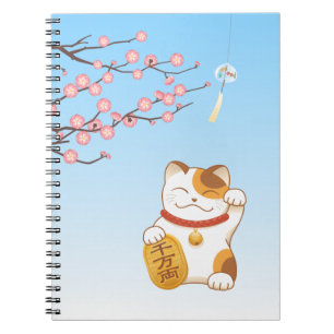 Cuaderno Gato japonés con suerte de calico, Maneki Neko