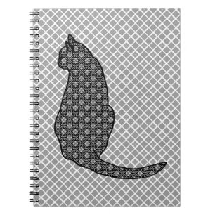 Cuaderno Gato japonés - Impresión de kimono negro y blanco