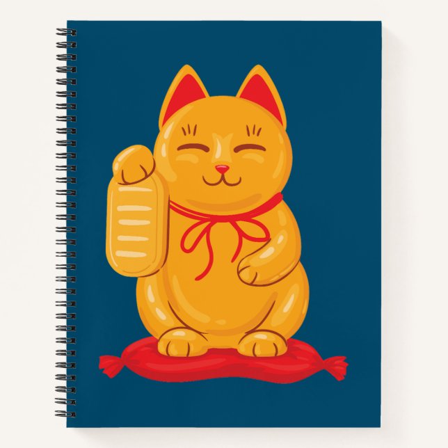 Cuaderno Gato japonés maneki neko de oro, símbolo de riquez (Anverso)
