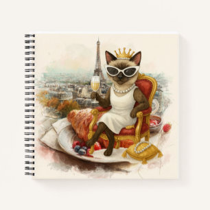 Cuaderno Gato jubilado bebiendo vino en París Francia