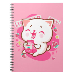 Cuaderno Gato kawaii dulce leche de fresa japonesa
