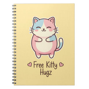 Cuaderno Gato Kawaii Lindo "Abrazos de Cachorro Gratis" Pas